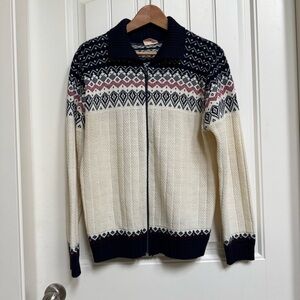 Vintage Checkmate Nordic Pattern Acrylic Zip Up Cardigan. Size M (no size tag)